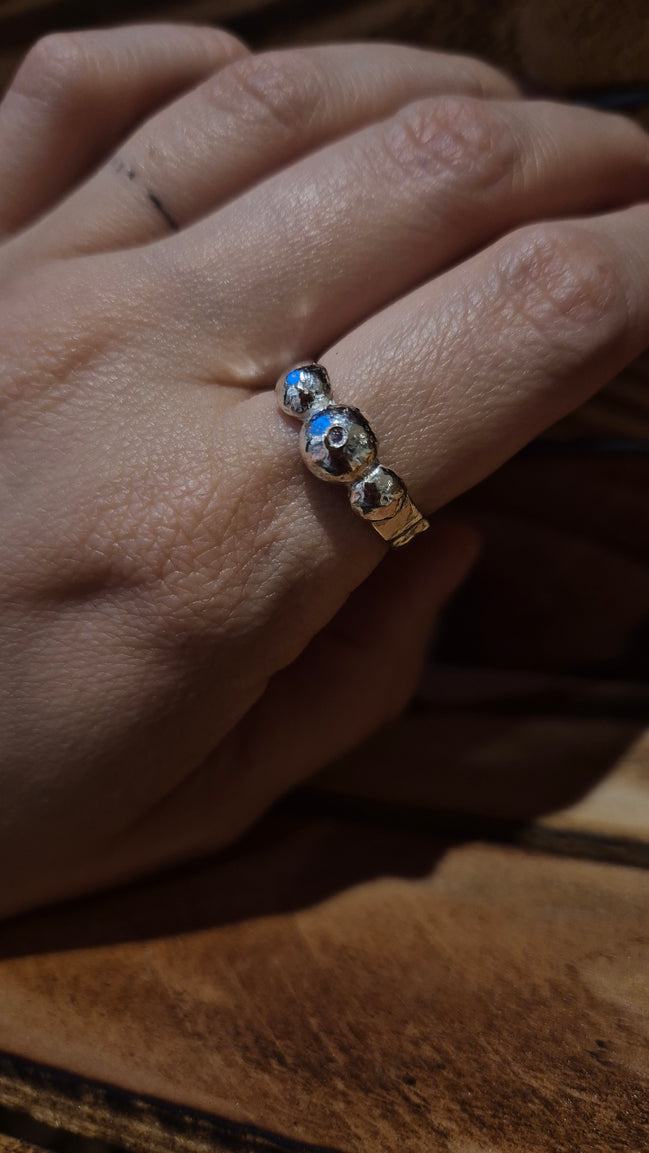 Trilogy Silver Ball Ring – A Textured Tribute to Nature’s Beauty