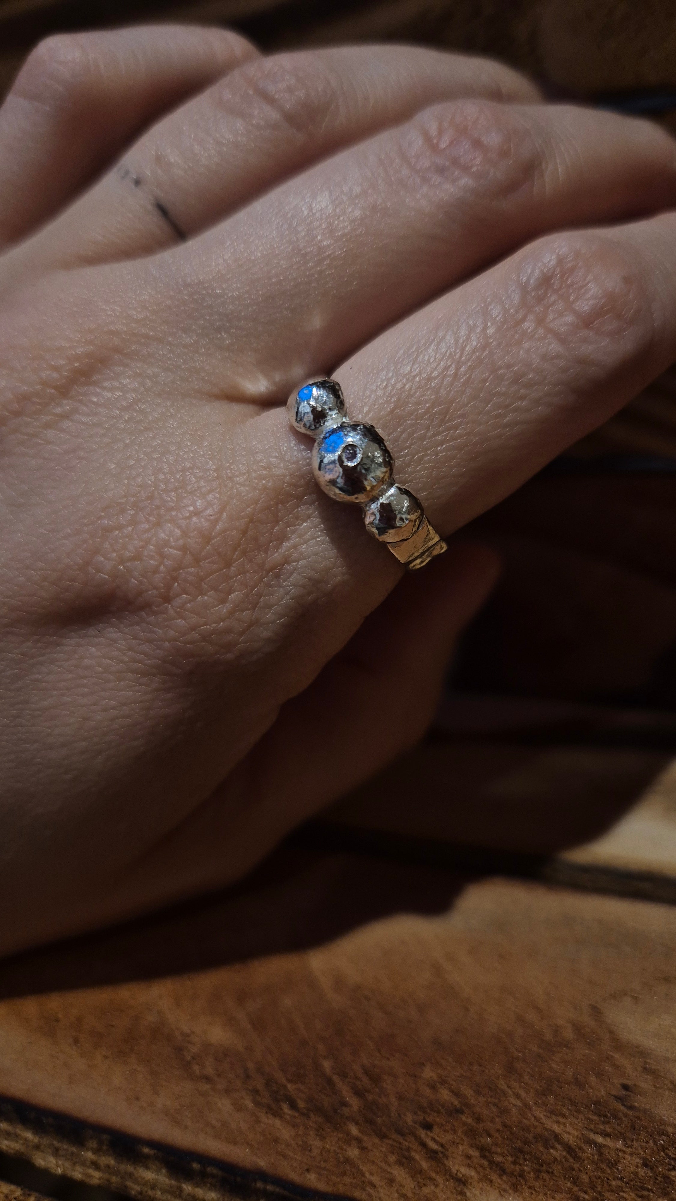 Trilogy Silver Ball Ring – A Textured Tribute to Nature’s Beauty
