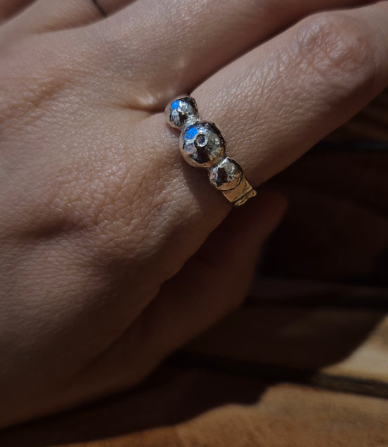 Trilogy Silver Ball Ring – A Textured Tribute to Nature’s Beauty