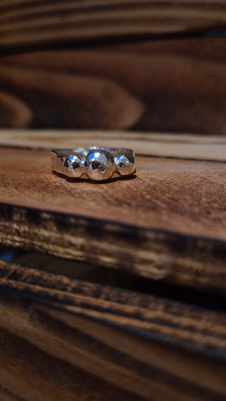 Trilogy Silver Ball Ring – A Textured Tribute to Nature’s Beauty