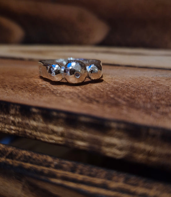 Trilogy Silver Ball Ring – A Textured Tribute to Nature’s Beauty
